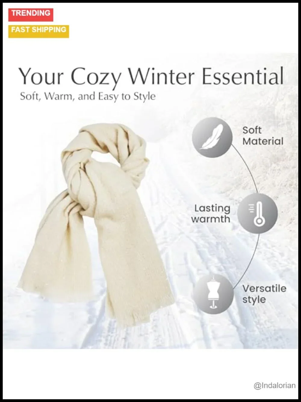 Soft Polyester Winter Scarf & Wrap, Blanket Scarf for Women, Versatile Shawl